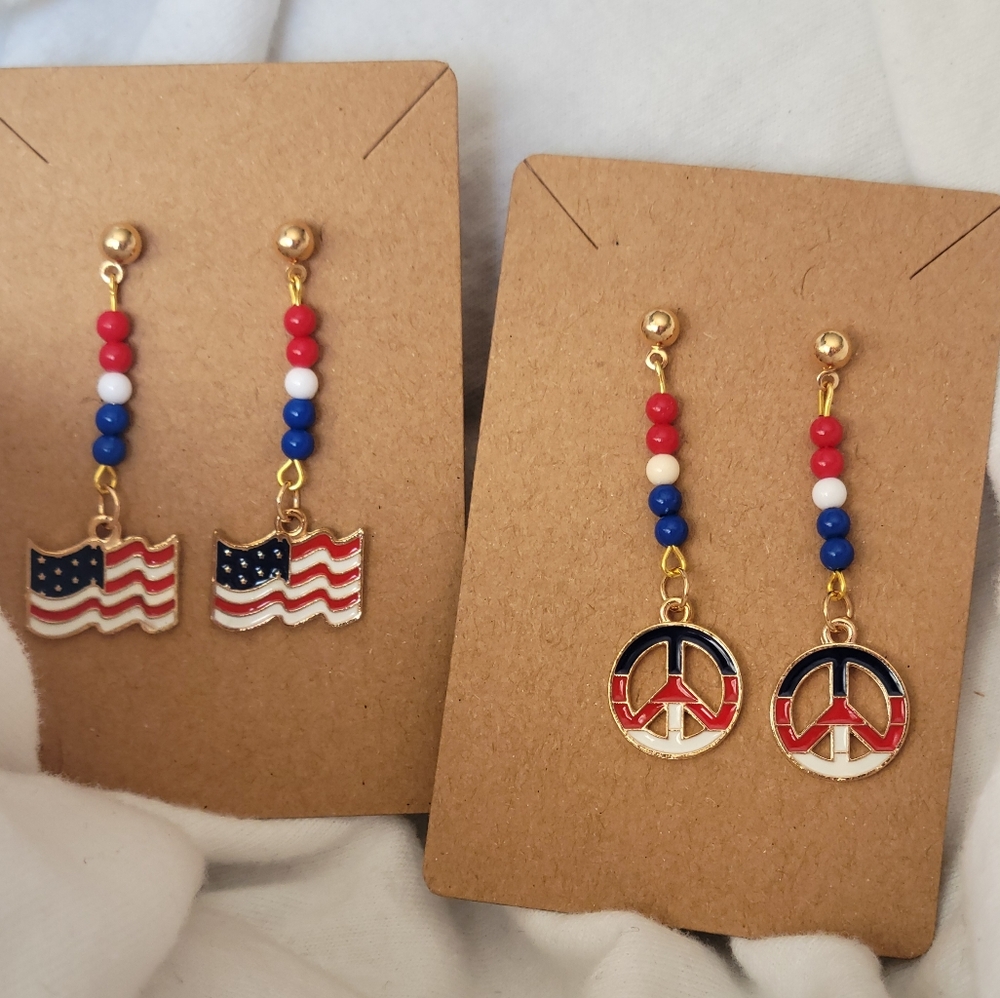 Patriotic Red, White, and Blue Earrings